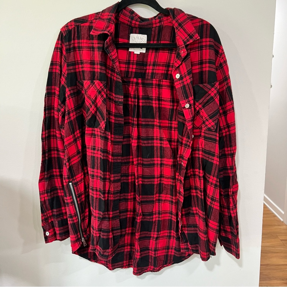 Black & Red Flannel with Zippered detailing